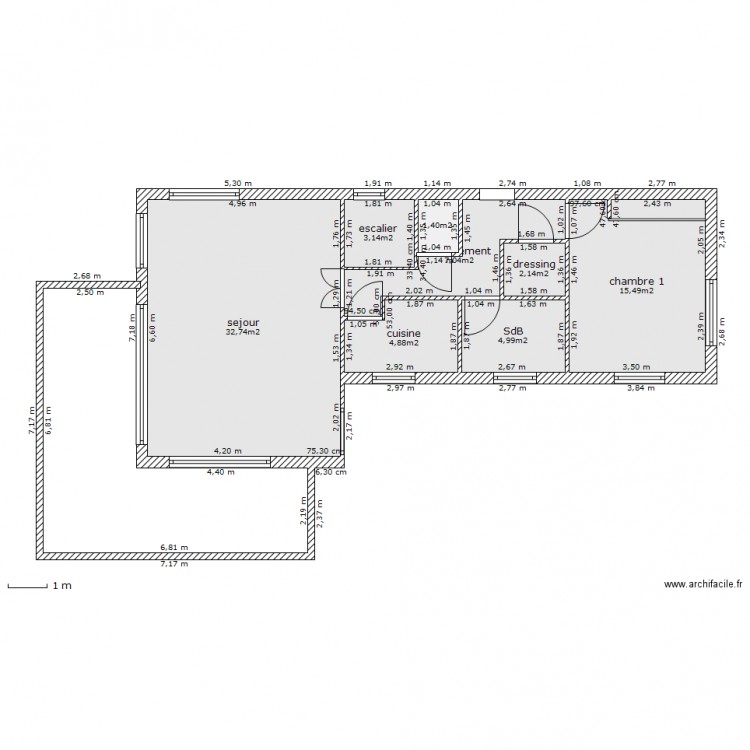 Santec 1er etage Forme L. Plan de 0 pièce et 0 m2