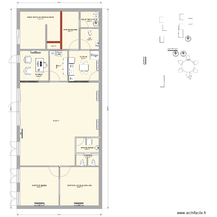 pont creche 6. Plan de 13 pièces et 150 m2