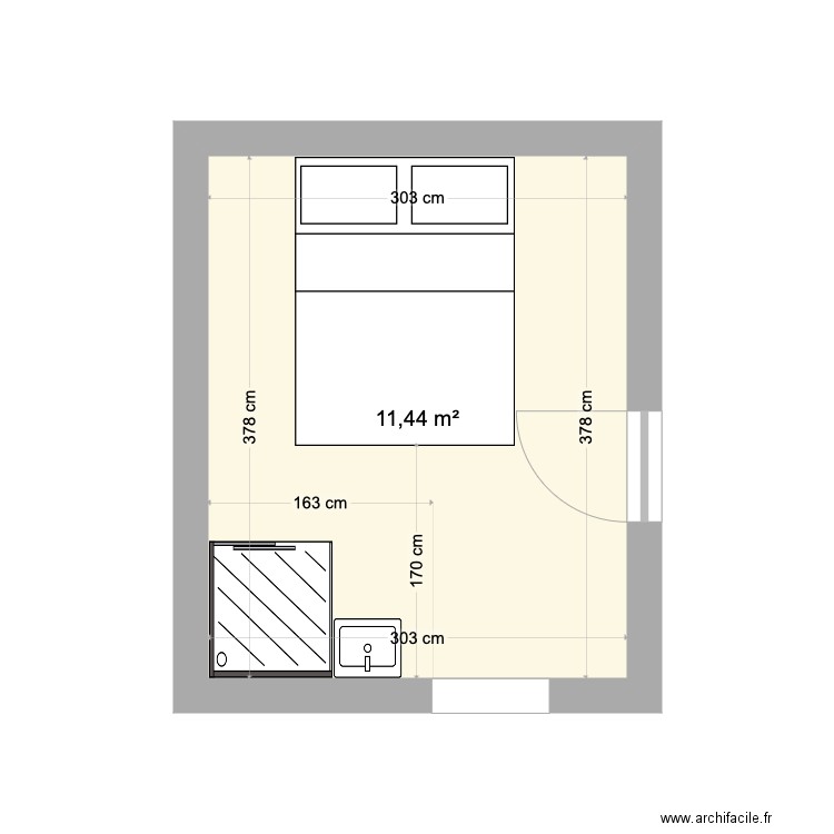 Plan chambre d amis Yerres 2. Plan de 1 pièce et 11 m2