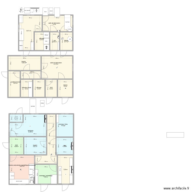 fromagerie2. Plan de 10 pièces et 70 m2