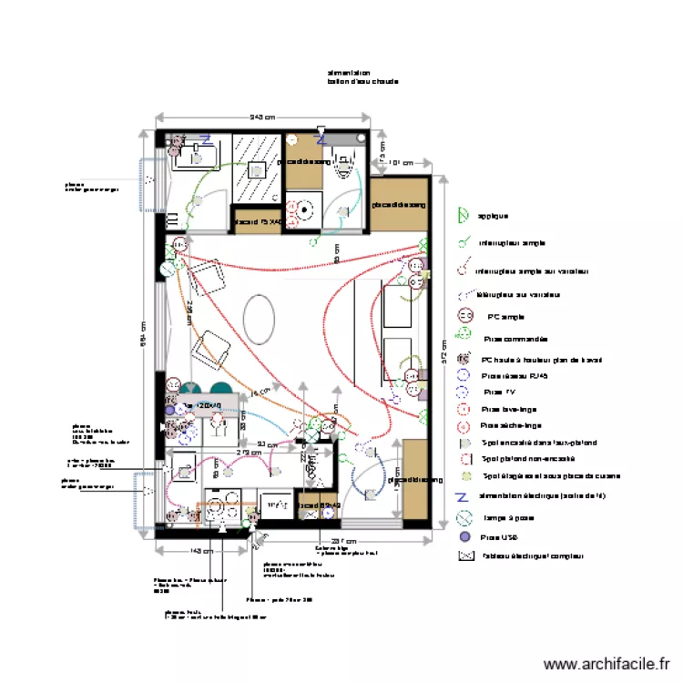 Plan &eacute;lectrique appartement MOLINARO. Plan de 