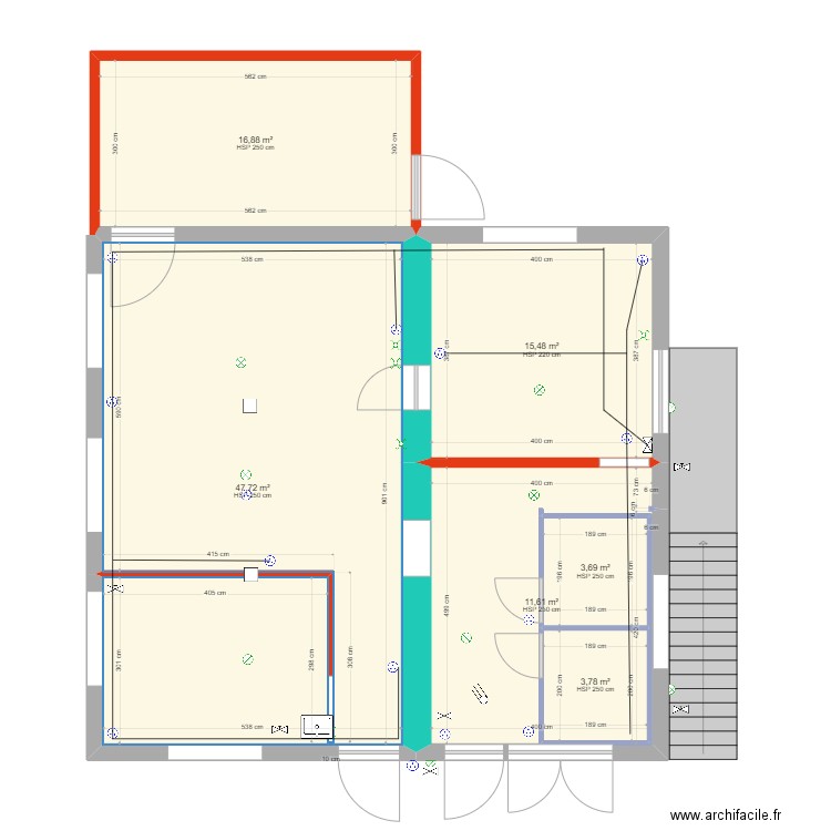 Electricité Labo sève Caro. Plan de 6 pièces et 107 m2