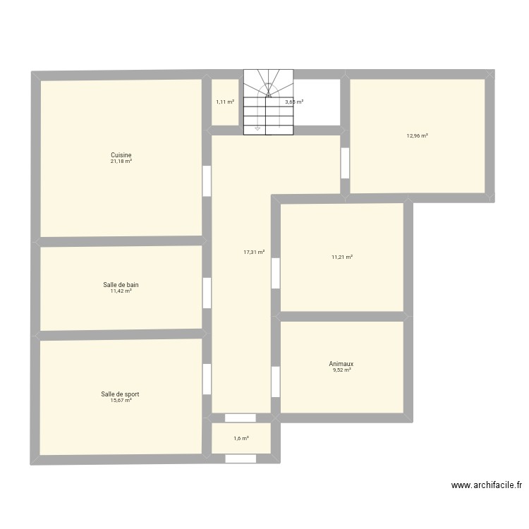 Duplex 5 . Plan de 10 pièces et 106 m2