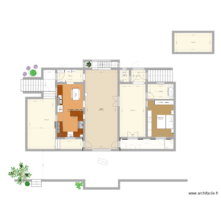 Basse Terre. Plan de 27 pièces et 314 m2