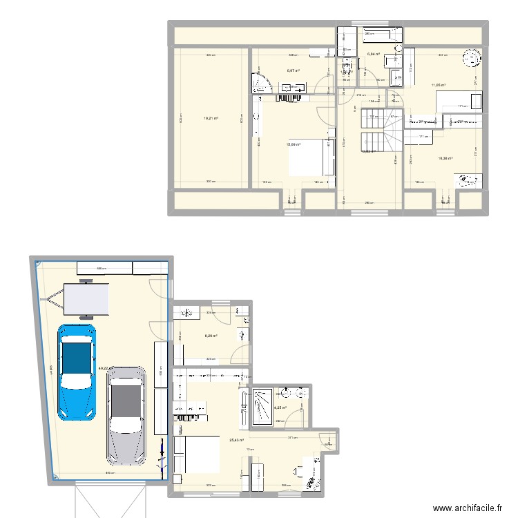 Maison complète. Plan de 18 pièces et 185 m2