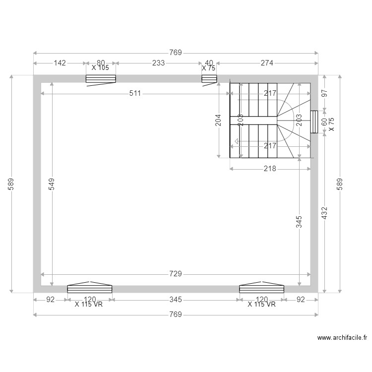 MASTROVINCENZO ETAGE MACONNERIE. Plan de 2 pièces et 40 m2