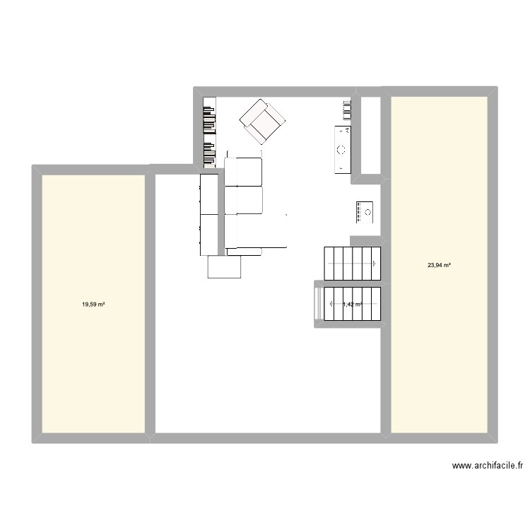 baby room. Plan de 3 pièces et 45 m2
