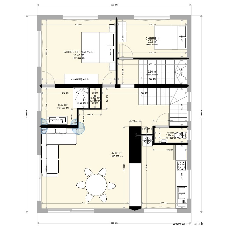 MAISON CELINE 1ER ETAGE  APRES TRVX propo 2. Plan de 0 pièce et 0 m2