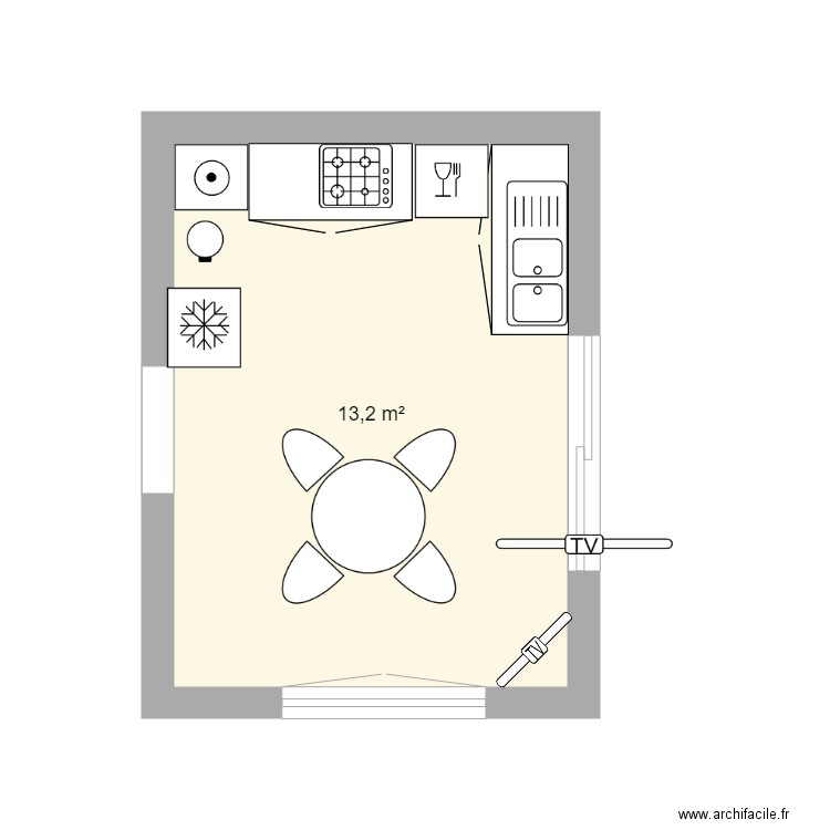 22 blvd de la tour cuisine. Plan de 0 pièce et 0 m2