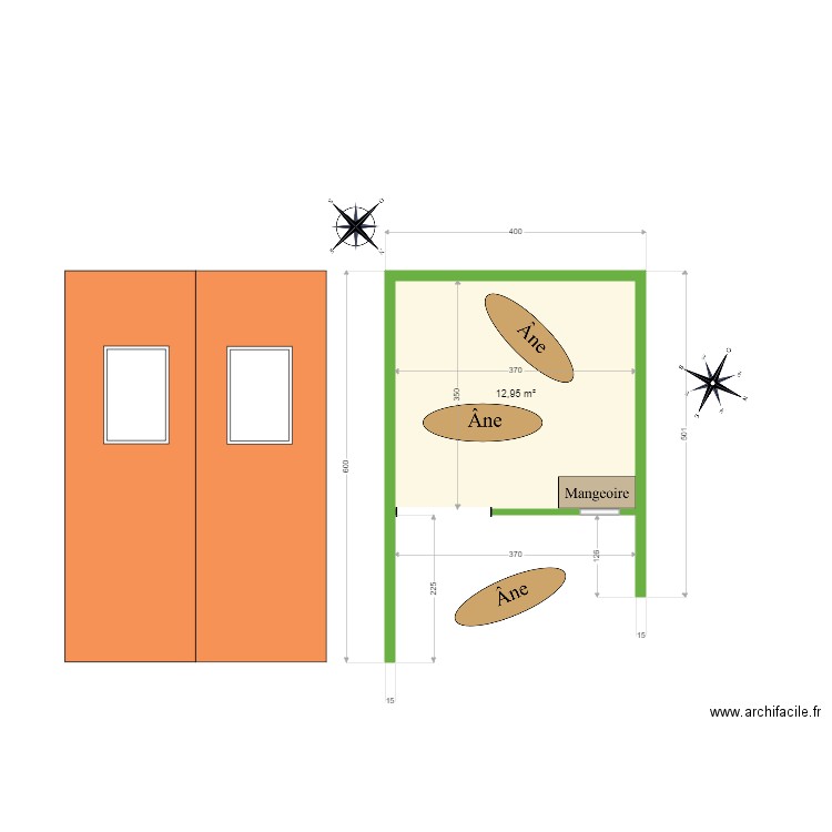 Box chevaux 06. Plan de 1 pièce et 13 m2