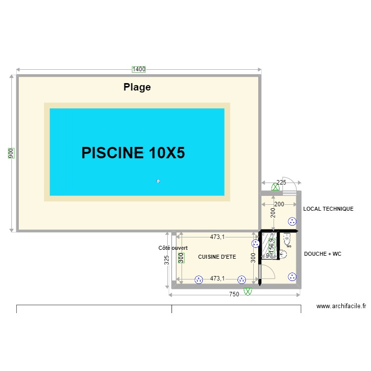 PISCINE POOL HOUSE. Plan de 4 pièces et 145 m2