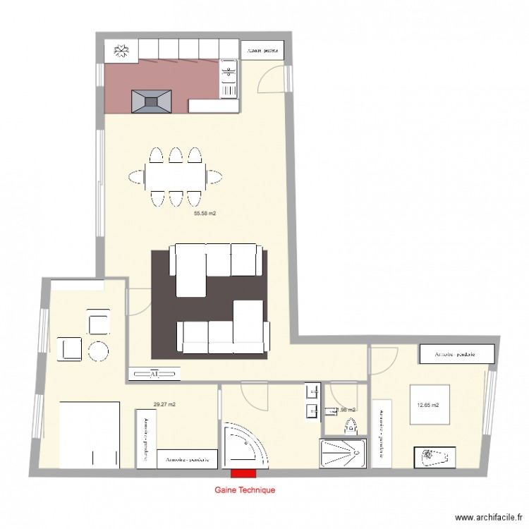 T2 Salon face SDB no Rgt. Plan de 0 pièce et 0 m2