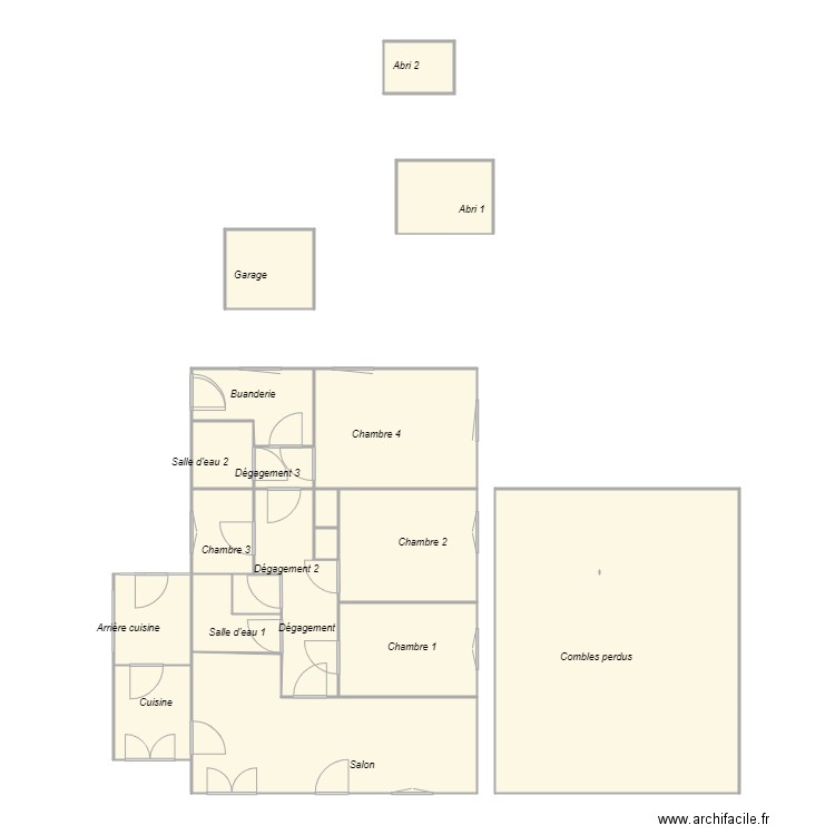 Croquis JOSIE. Plan de 18 pièces et 130 m2