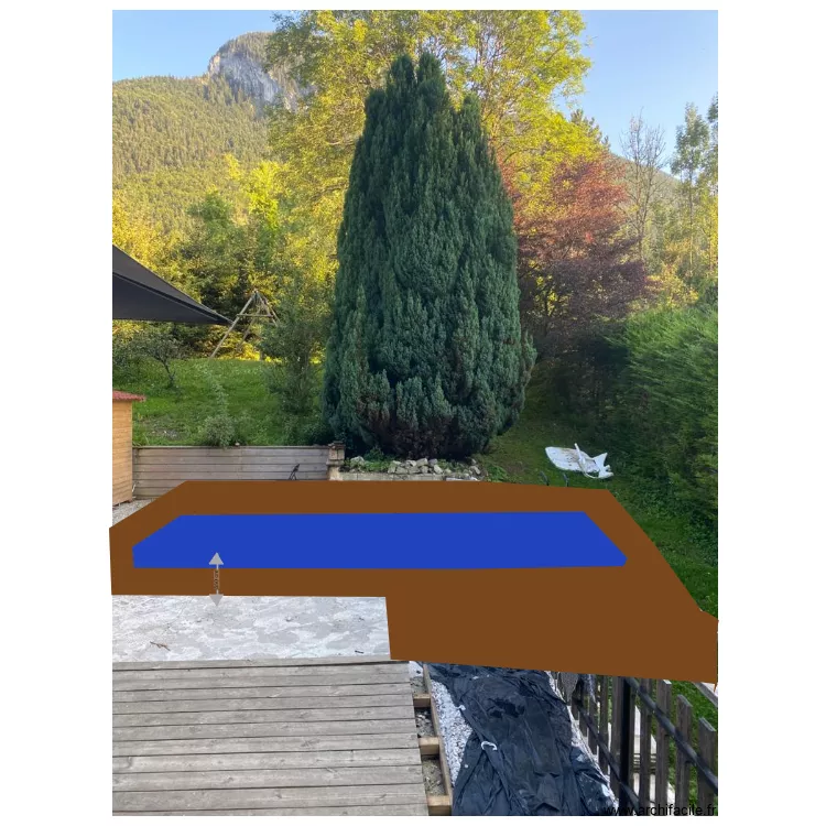 photo piscine en largeur vue de la terrasse. Plan de photo piscine en largeur vue de la terrasse. Plan de