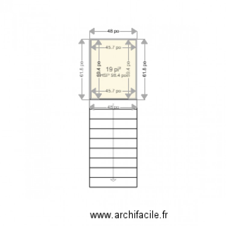 GALERIE ARRIERE DROITE . Plan de 1 pièce et 2 m2