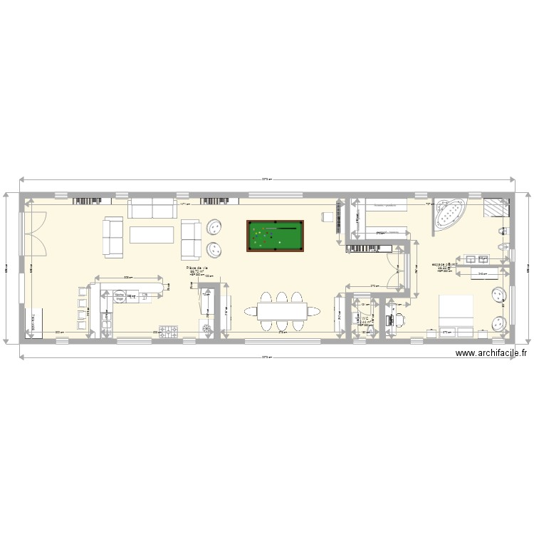 maison allongée 1 ch. Plan de 0 pièce et 0 m2