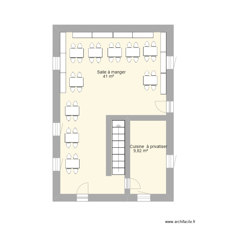 RDC Lesdins 18G Tribu. Plan de 1 pièce et 20 m2