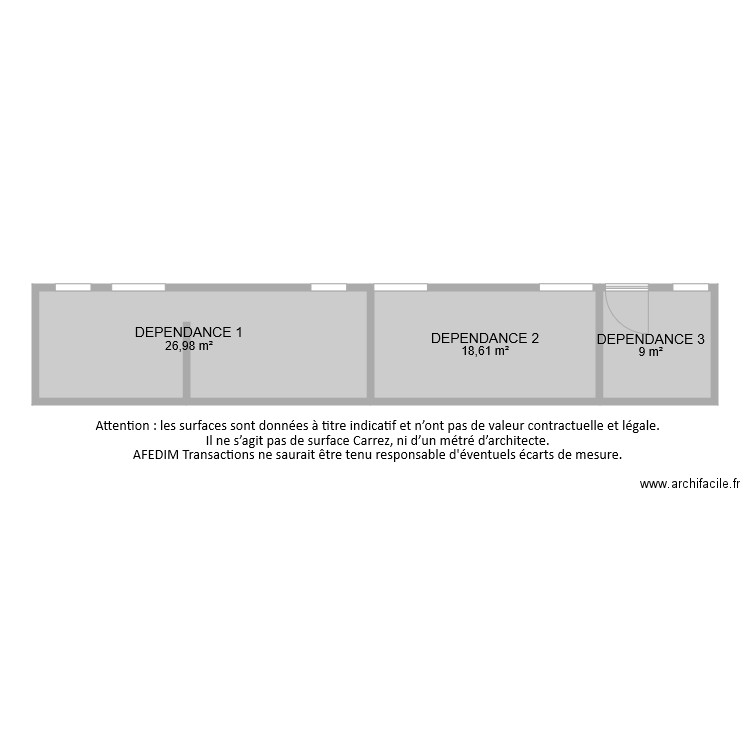 BI8432 DEPENDANCE. Plan de 3 pièces et 55 m2