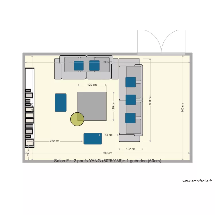 SALON F. Plan de 