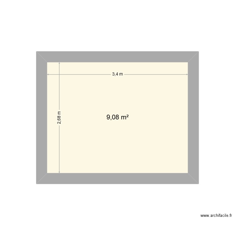 vision etage. Plan de 1 pièce et 9 m2