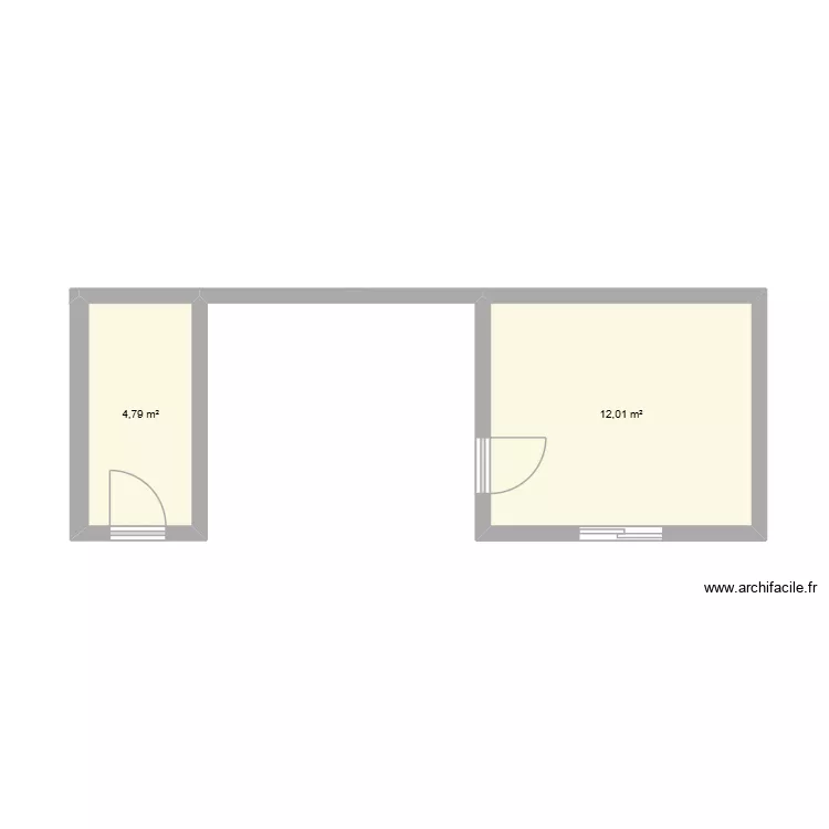 locam piscine + chambre + cuisine. Plan de 2  et 17 m²