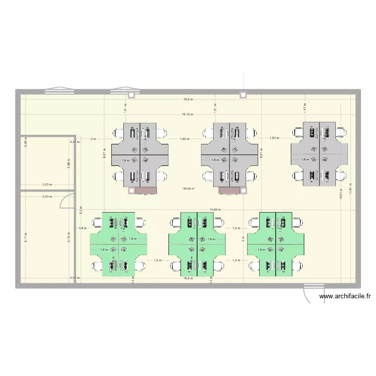plan bureaux 1 NORD EST 1. Plan de 1  et 199 m²