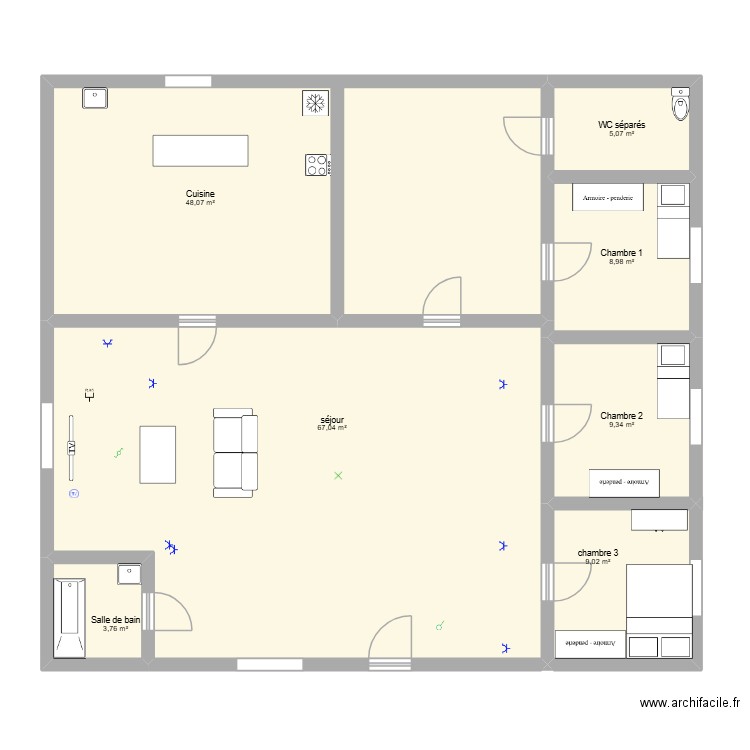 louisperrier. Plan de 7 pièces et 151 m2
