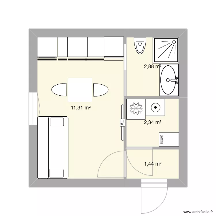 ines. Plan de 4  et 18 m²