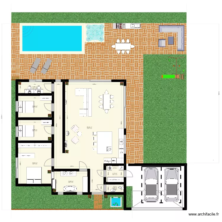 PROJET MAISON MORDELLES PLAN 2D VUE DE MASSE. Plan de 8  et 148 m²