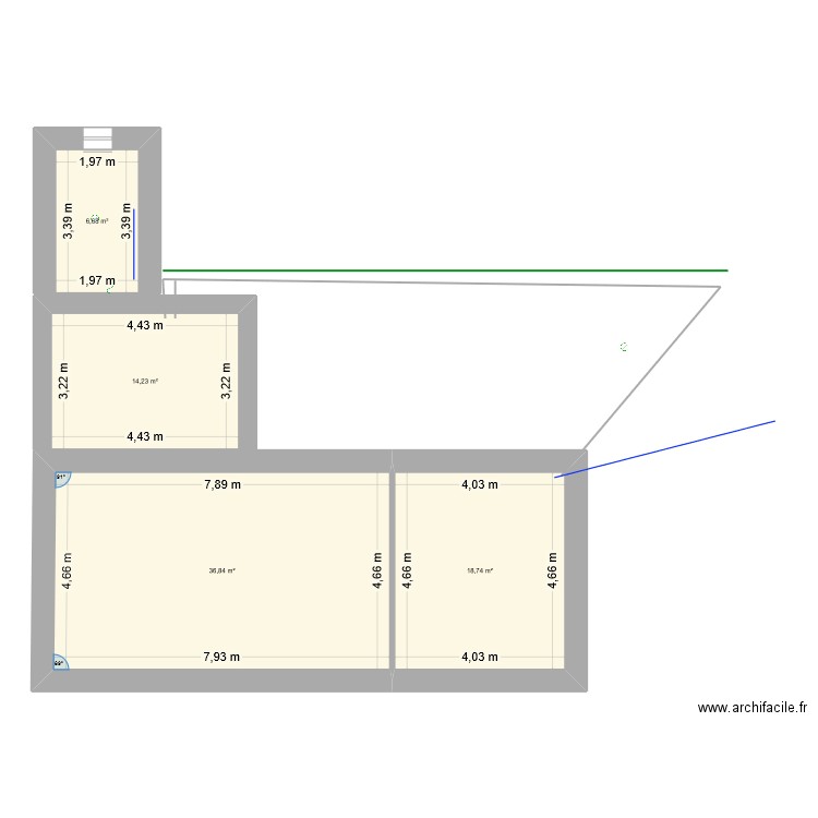 dernier plan. Plan de 4 pièces et 77 m2
