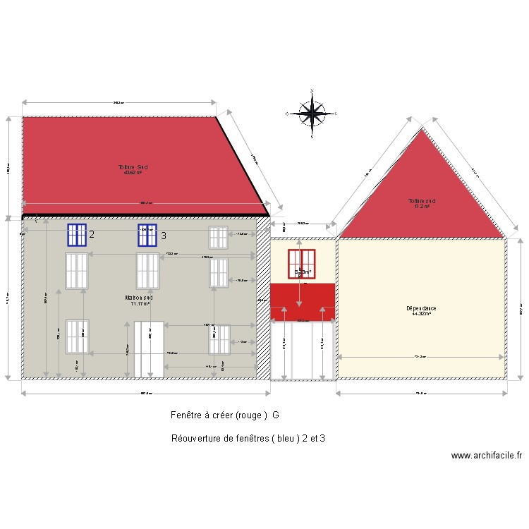 façade SUD avec fermeture cuisine. Plan de 0 pièce et 0 m2