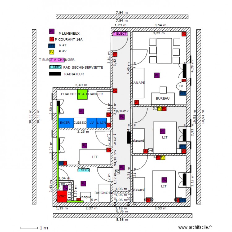 APPARTEMENT 71M² PLOMBERIE CHAUFFAGE ELECTRICITE 161013. Plan de 0 pièce et 0 m2