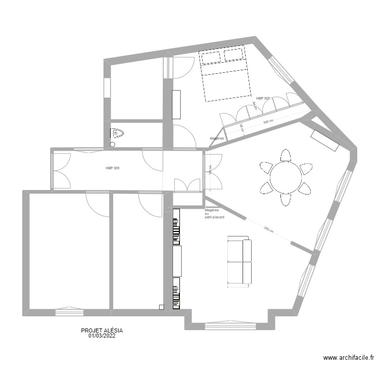 plan de Raynal 1 mars. Plan de 5 pièces et 40 m2