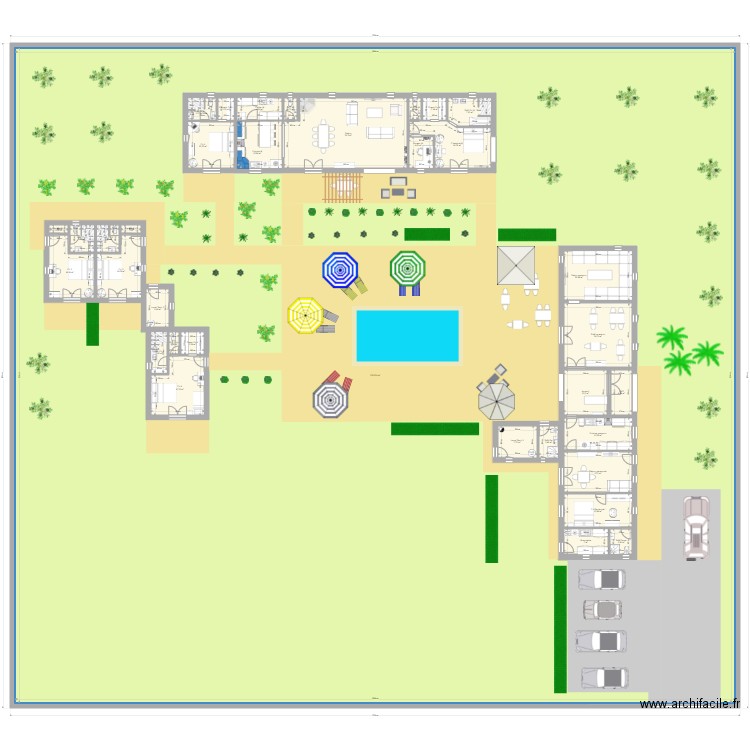 plan 3000m. Plan de 35 pièces et -1072 m2