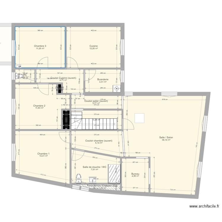 Café Garnier Mesuré. Plan de 27 pièces et 261 m2