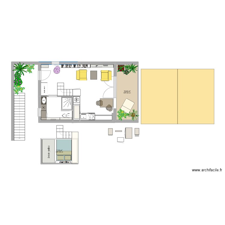 Maison 1. Plan de 2 pièces et 17 m2