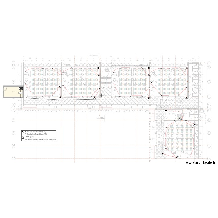Alimentation des prises RDC batiment SONARA. Plan de 0 pièce et 0 m2