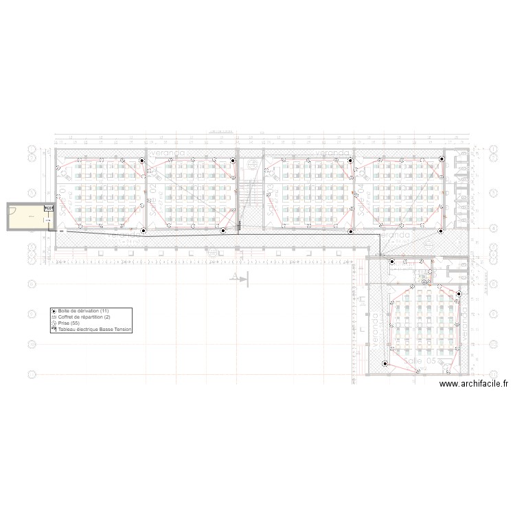 Alimentation des prises RDC batiment SONARA. Plan de 0 pièce et 0 m2