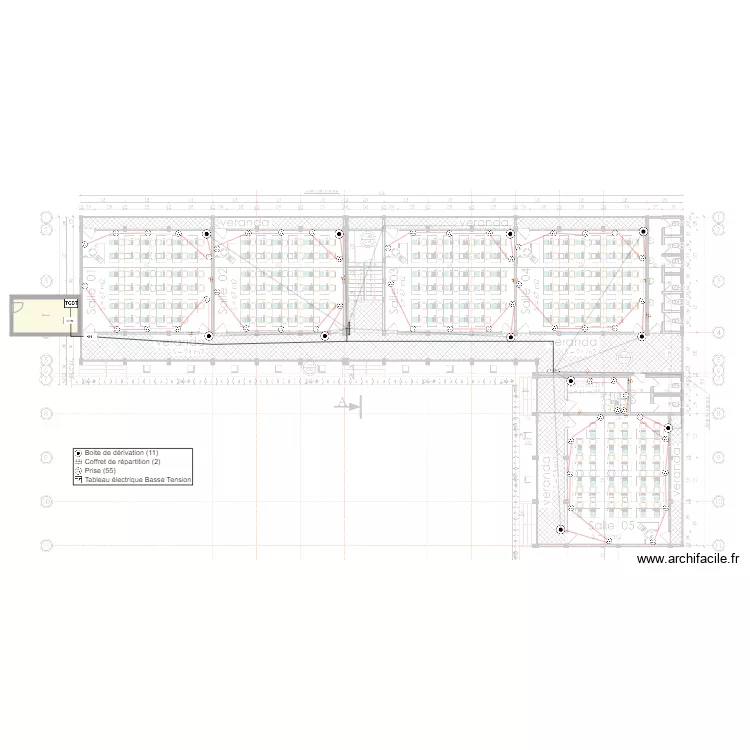 Alimentation des prises RDC batiment SONARA. Plan de 0 pièce et 0 m2