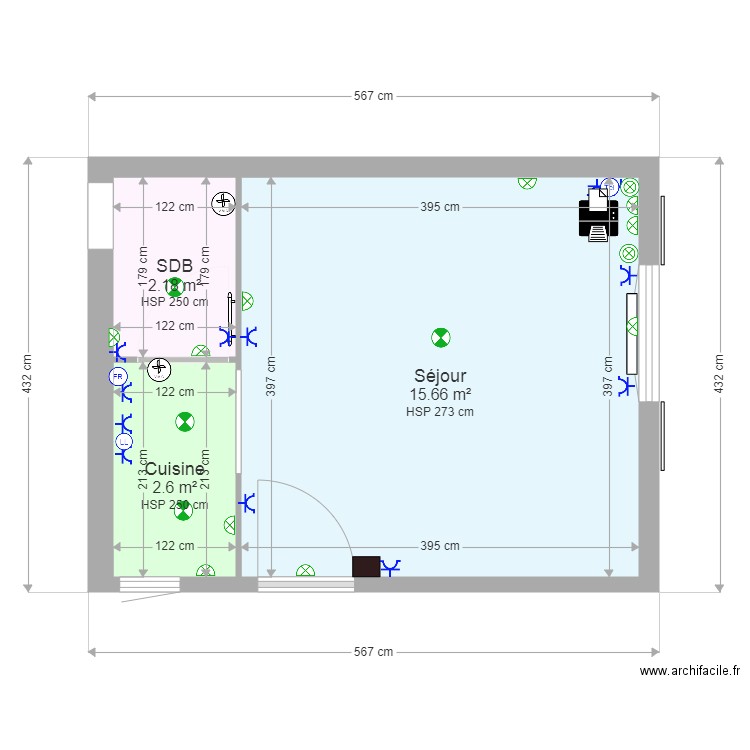 2019 12 13 Prises électriques et appliques sans meubles. Plan de 0 pièce et 0 m2