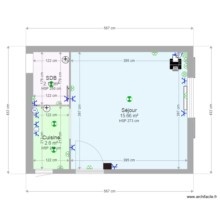 2019 12 13 Prises &eacute;lectriques et appliques sans meubles. Plan de 