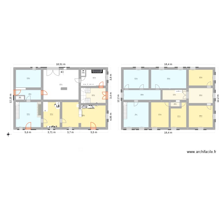 Plan maison partie Est. Plan de 9 pièces et 180 m2