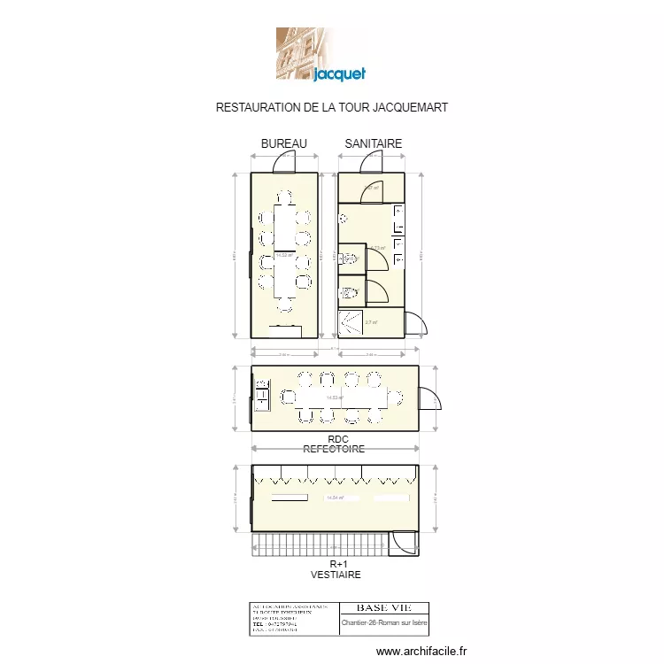 JACQUET CHANTIER  26 Roman sur Is&egrave;re Jacquemart. Plan de 