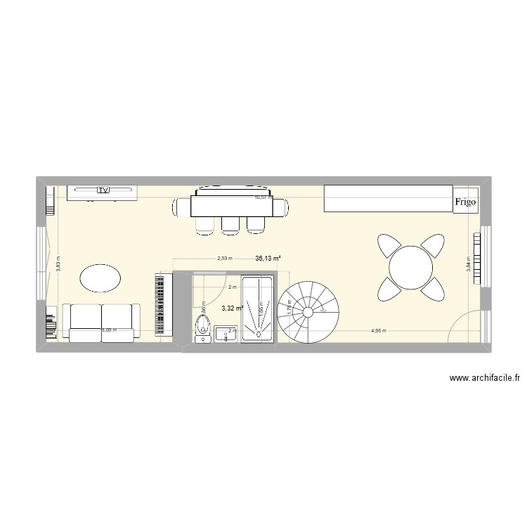 Plan 1er étage 004. Plan de 3 pièces et 26 m2