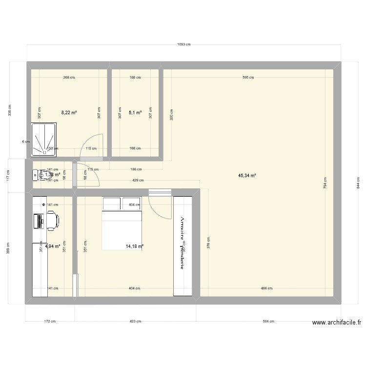 Maison v3. Plan de 6 pièces et 79 m2