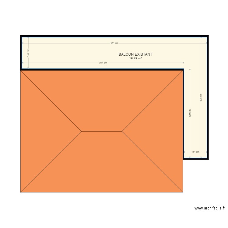 DE ROSSI MORBIER. Plan de 1 pièce et 19 m2