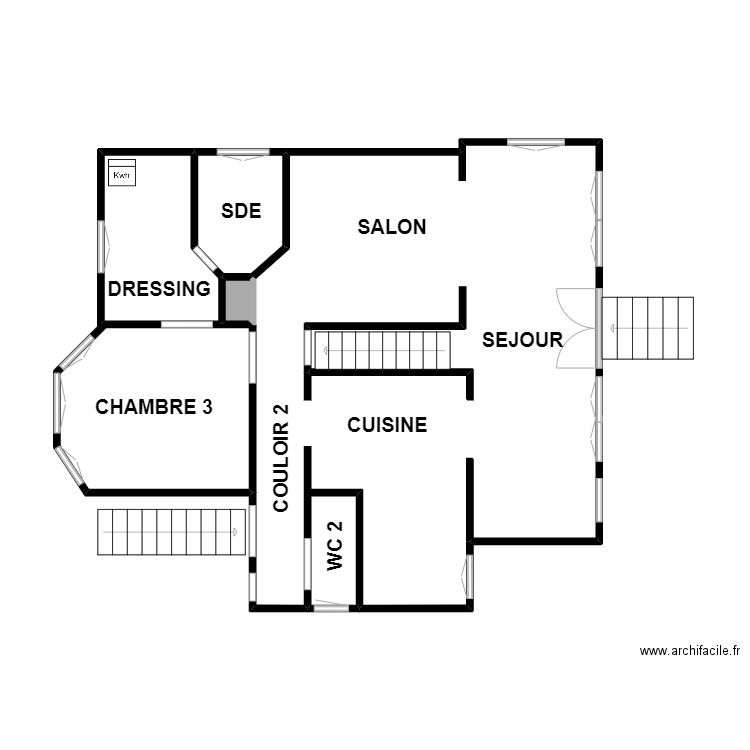 DAMIEN 1ER. Plan de 3 pièces et 8 m2