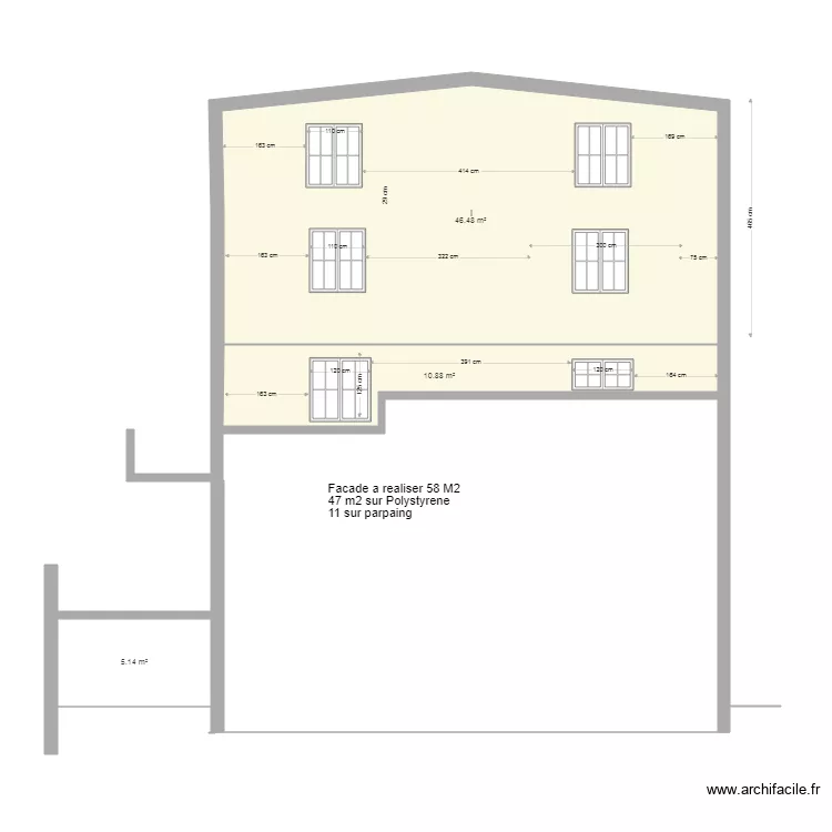 facade sud V8 cotations. Plan de 
