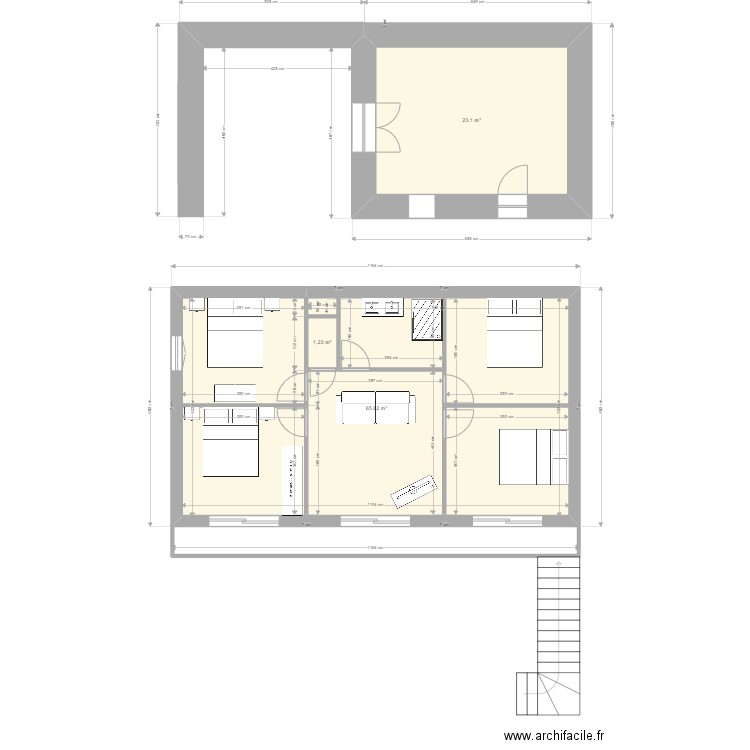 ESCAMPS ATELIER. Plan de 3 pièces et 90 m2