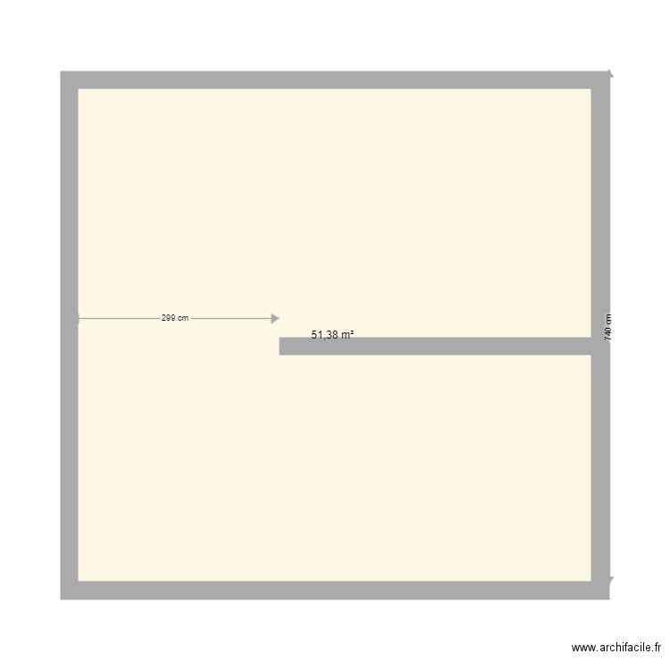 maison principale bas. Plan de 1 pièce et 51 m2